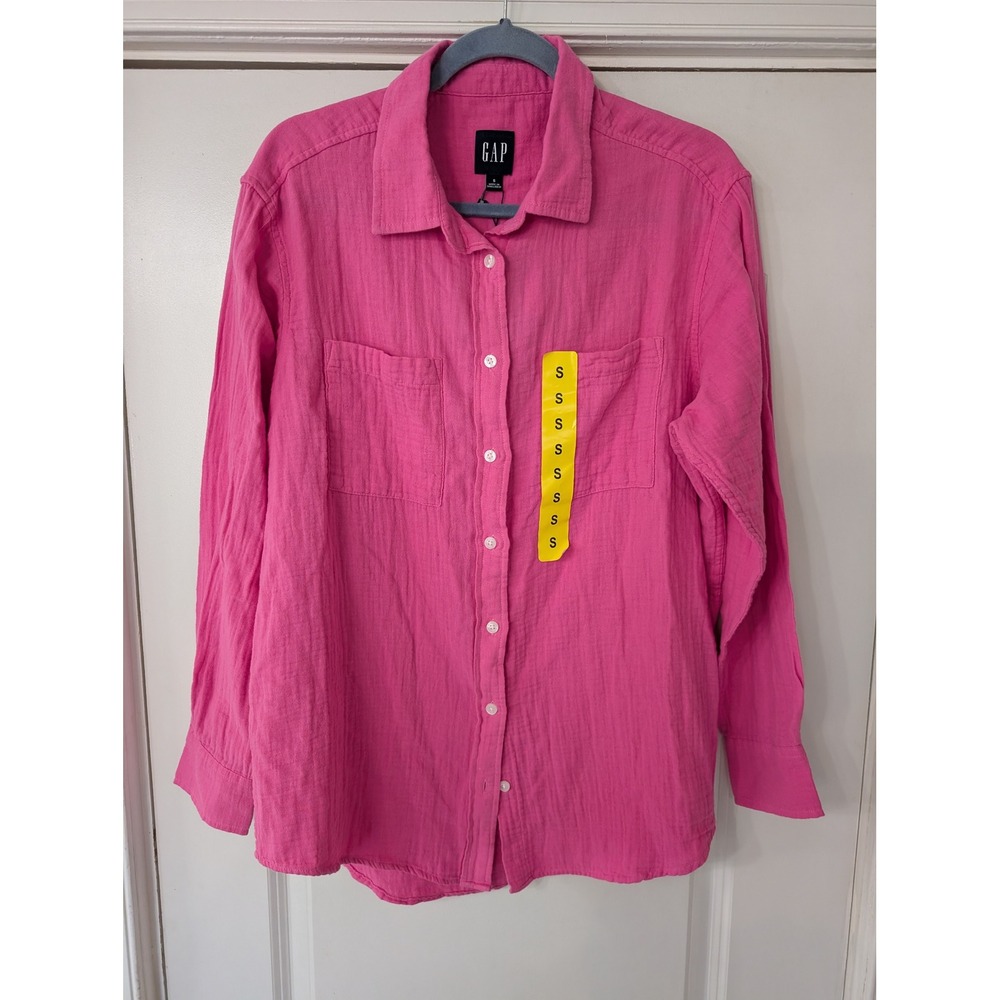 Gap Womens Pink Cotton Gauze Long Sleeve Button Down Shirt Small NWT